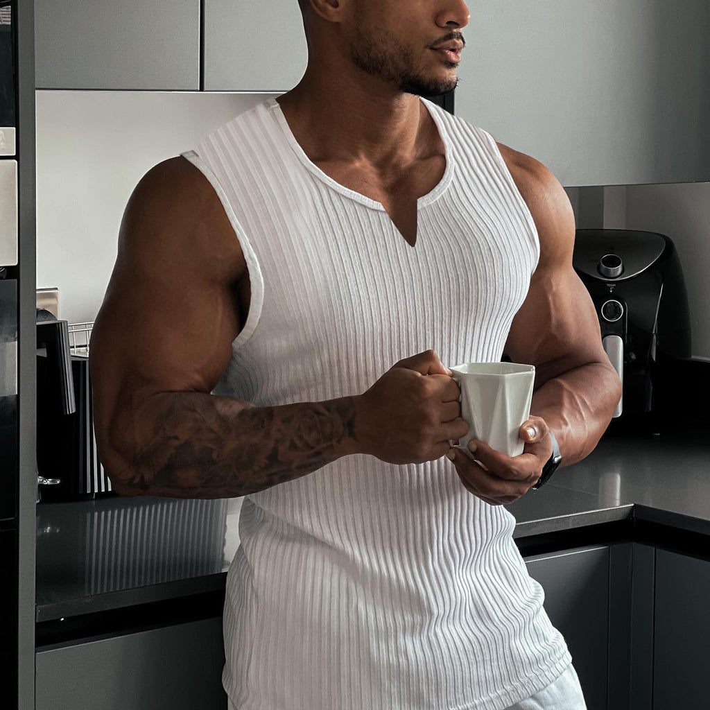 Knitted Vertical Striped Vest For Men
